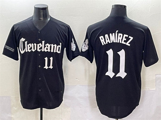 Cleveland Guardians #11 Jos¨¦ Ram¨ªrez Black Gothic Vapor Premier Limited Stitched Baseball Jersey