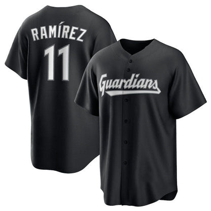 Cleveland Guardians #11 Jos¨¦ Ram¨ªrez Black Lights Out Limited Stitched Baseball Jersey