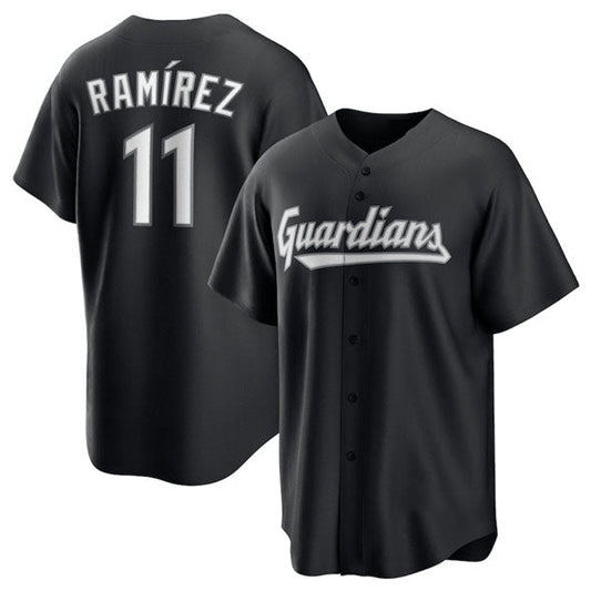 Cleveland Guardians #11 Jos¨¦ Ram¨ªrez Black Lights Out Limited Stitched Baseball Jersey