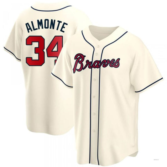 Atlanta Braves #34 AbGeneric204m Almonte Cream Alternate Jersey Stitches Baseball Jerseys