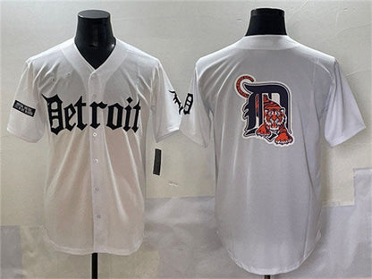 Detroit Tigers Team Big Logo White 'Motor Gothic Edition' Vapor Premier Limited Stitched Baseball Jersey
