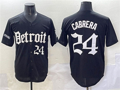 Detroit Tigers #24 Miguel Cabrera Black 'Motor Gothic Edition' Vapor Premier Limited Stitched Baseball Jersey