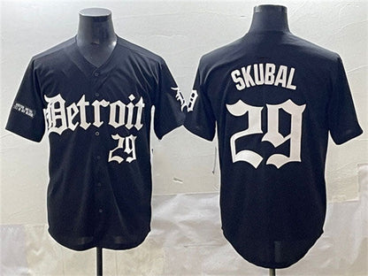 Detroit Tigers #29 Tarik Skubal Black 'Motor Gothic Edition' Vapor Premier Limited Stitched Baseball Jersey