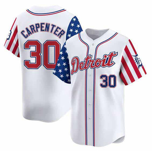 Detroit Tigers #30 Kerry Carpenter White 2025 Independence Day Vapor Premier Limited Stitched Baseball Jersey
