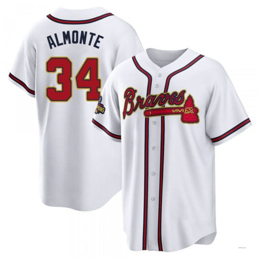 Atlanta Braves #34 AbGeneric204m Almonte Gold White 2022 Program Jersey Stitches Baseball Jerseys