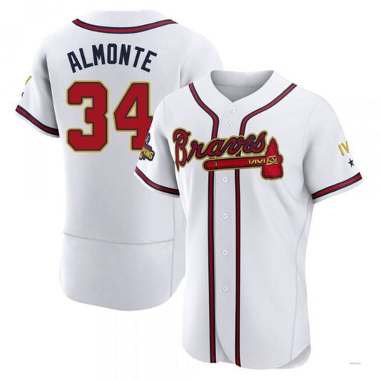 Atlanta Braves #34 AbGeneric204m Almonte Gold White 2022 Program Jersey Stitches Baseball Jerseys
