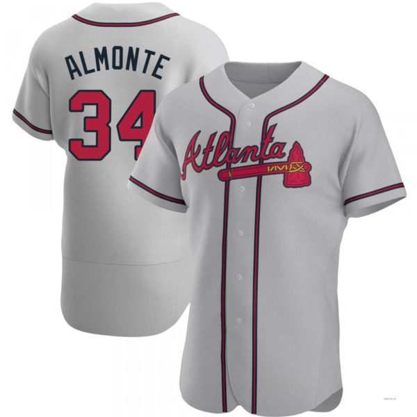 Atlanta Braves #34 AbGeneric204m Almonte Gray Road Jersey Stitches Baseball Jerseys