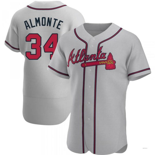 Atlanta Braves #34 AbGeneric204m Almonte Gray Road Jersey Stitches Baseball Jerseys