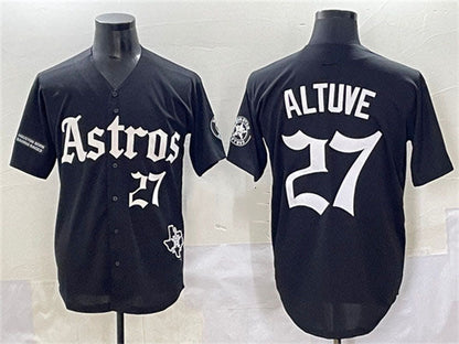 Houston Astros #27 Jose Altuve Black Gothic 'Houston Born Barrio Raised' Limited Stitched Baseball Jersey