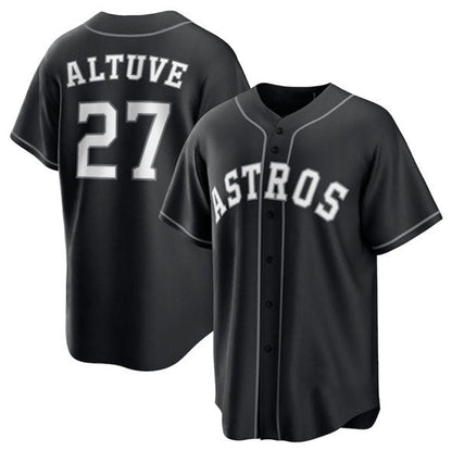 Houston Astros #27 Jose Altuve Black Lights Out Limited Stitched Baseball Jersey