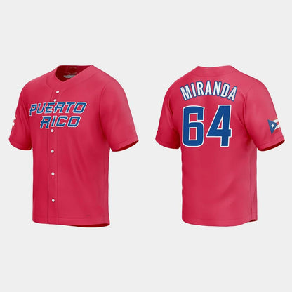 #64 JOSE MIRANDA PUERTO RICO BASEBALL 2023 WORLD BASEBALL CLASSIC JERSEY ¨C RED Stitches Baseball Jerseys