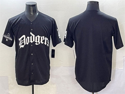 Los Angeles Dodgers Blank Black 2025 LA Gothic Style With 2024 World Series Champions Patch Vapor Premier Limited Stitched Baseball Jersey