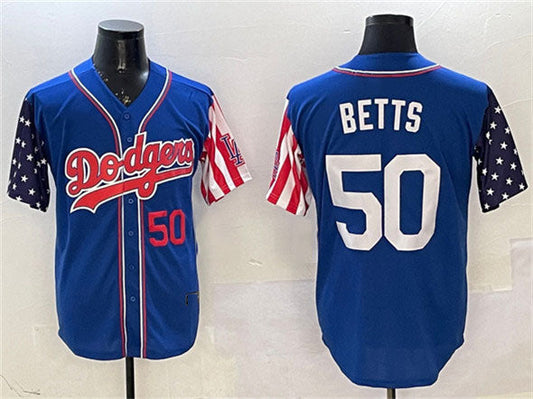 Los Angeles Dodgers #50 Mookie Betts Royal Limited Stitched Baseball Jersey