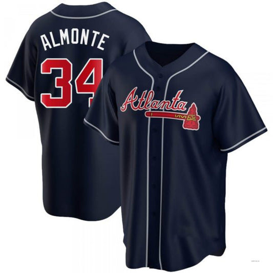 Atlanta Braves #34 AbGeneric204m Almonte Navy Alternate Jersey Stitches Baseball Jerseys