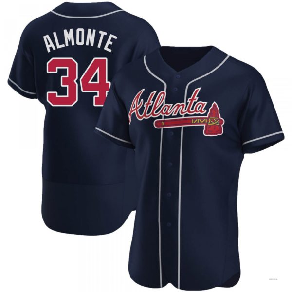 Atlanta Braves #34 AbGeneric204m Almonte Navy Alternate Jersey Stitches Baseball Jerseys