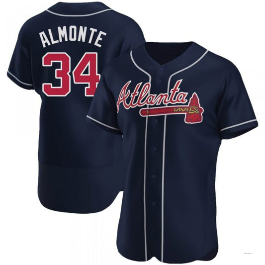 Atlanta Braves #34 AbGeneric204m Almonte Navy Alternate Jersey Stitches Baseball Jerseys