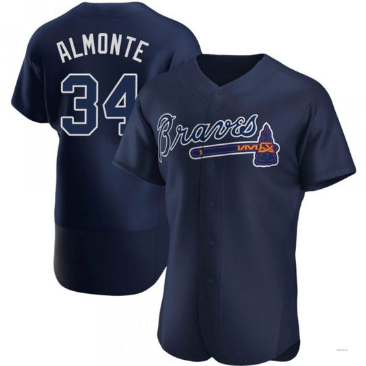 Atlanta Braves #34 AbGeneric204m Almonte Navy Alternate Team Name Jersey Stitches Baseball Jerseys