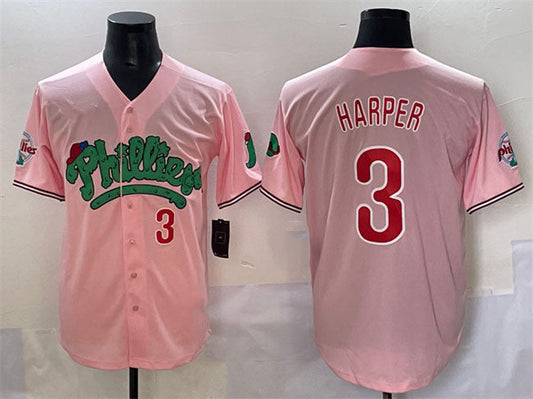 Philadelphia Phillies #3 Bryce Harper Pink Phanatic Limited Stitched Baseball Jersey