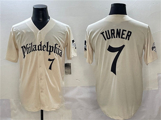 Philadelphia Phillies #7 Trea Turner Cream Gothic Vapor Limited Stitched Baseball Jersey