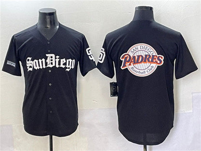 San Diego Padres Team Big Logo Black Gothic Edition Vapor Limited Stitched Baseball Jersey