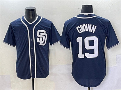 San Diego Padres #19 Tony Gwynn Navy Cool Base Stitched Baseball Jersey