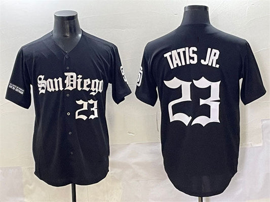 San Diego Padres #23 Fernando Tatis Jr. Black Gothic Edition Vapor Limited Stitched Baseball Jersey