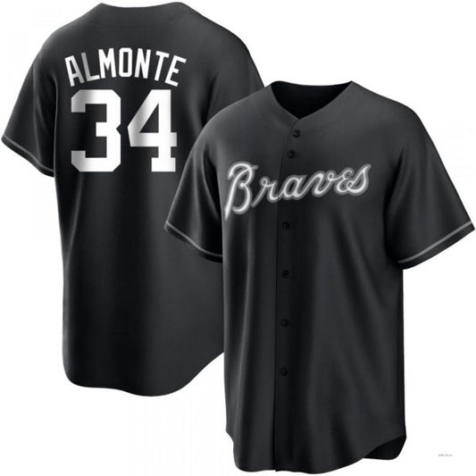 Atlanta Braves #34 AbGeneric204m Almonte White Black/ Jersey Stitches Baseball Jerseys