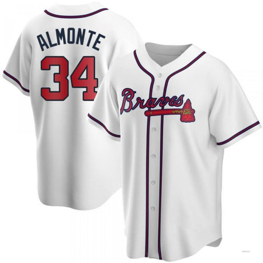 Atlanta Braves #34 AbGeneric204m Almonte  White Home Jersey Stitches Baseball Jerseys