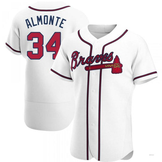 Atlanta Braves #34 AbGeneric204m Almonte White Home Jersey Stitches Baseball Jerseys